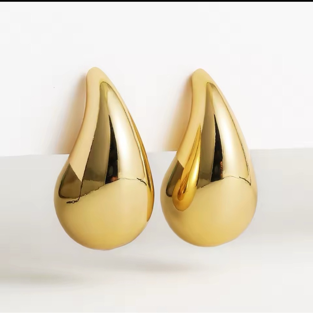 Gold Teardrop Earrings - Picture 2 of 5